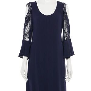 NWT Women's Nina Leonard Crochet Cold-Shoulder Swing Dress